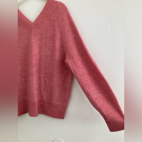 Pink Wool Blend Knit Sweater V Neck Oversized Boxy by Primark Cares Size Large - Picture 9 of 12